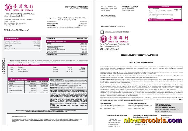 Taiwan Bank of Taiwan bank mortgage statement 1-2